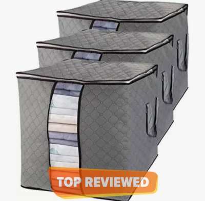 pack of 3 Large Capacity Storage Bags Clothes Blankets Closet Organizer Moving T