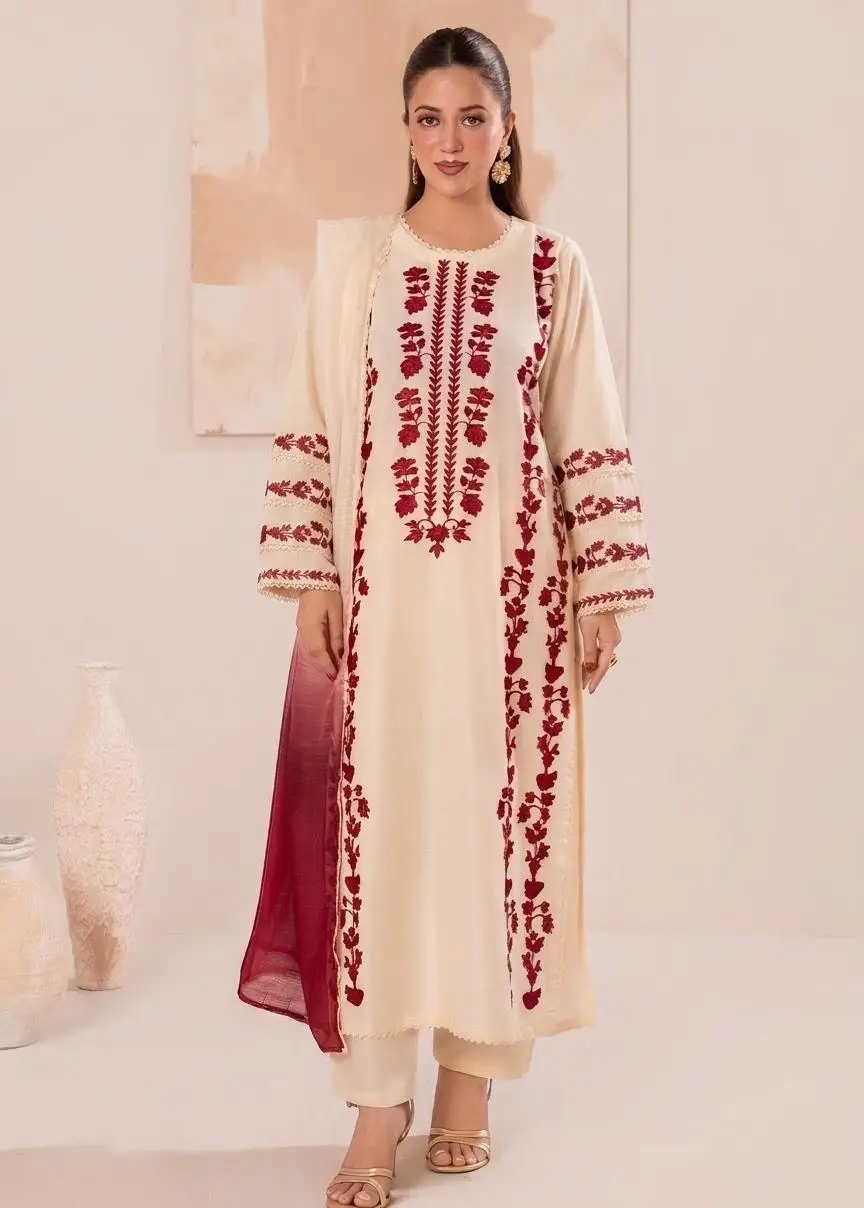 3 Pcs Women's Unstitched Embroidered Suit – Design 4 price in Pakistan