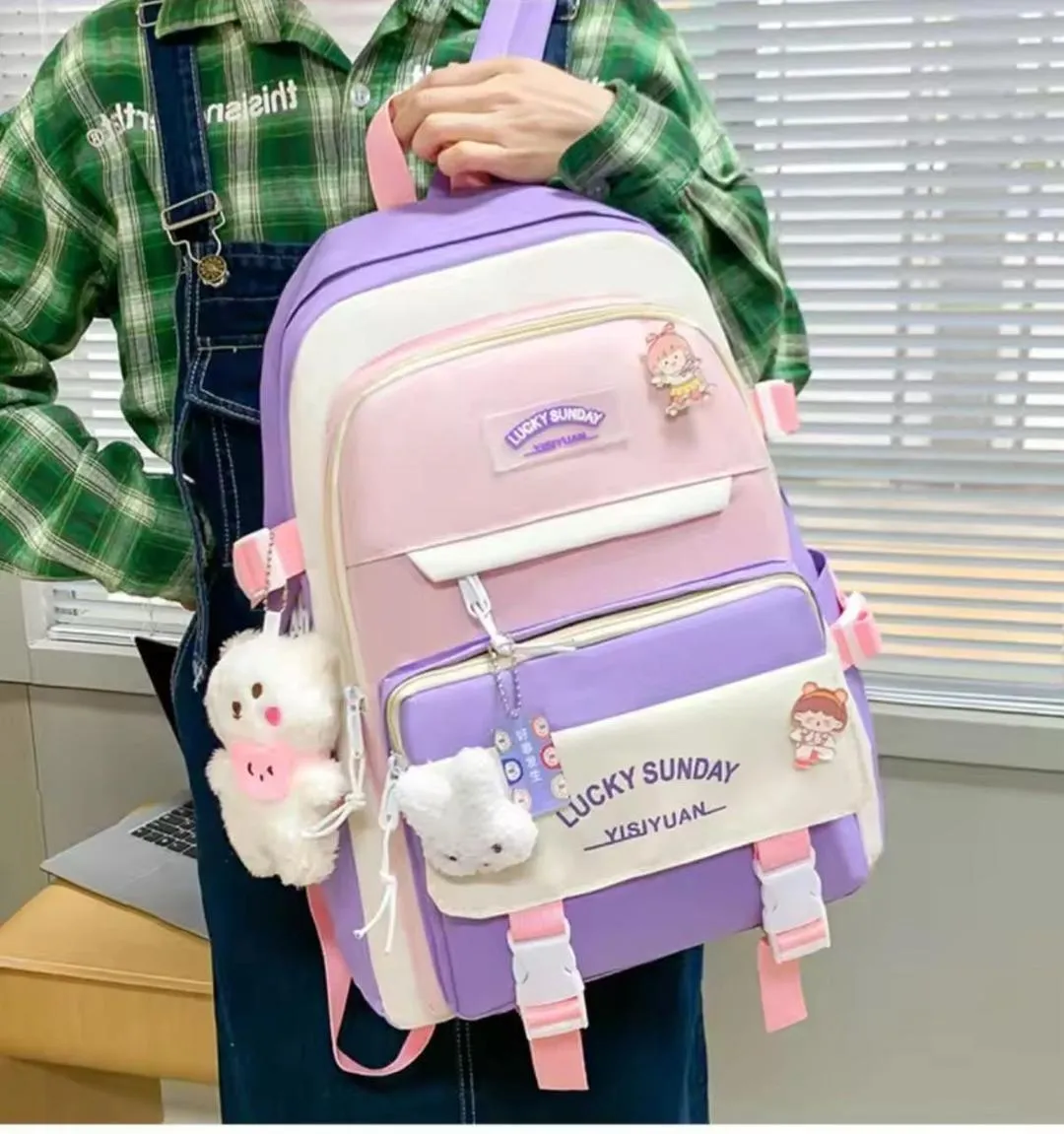Purple Pink Casual Backpack for College Girls price in Pakistan