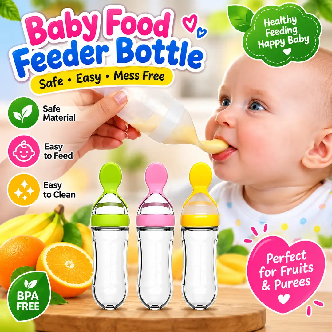 Baby Food Feeder Bottle with Soft Spoon price in Pakistan