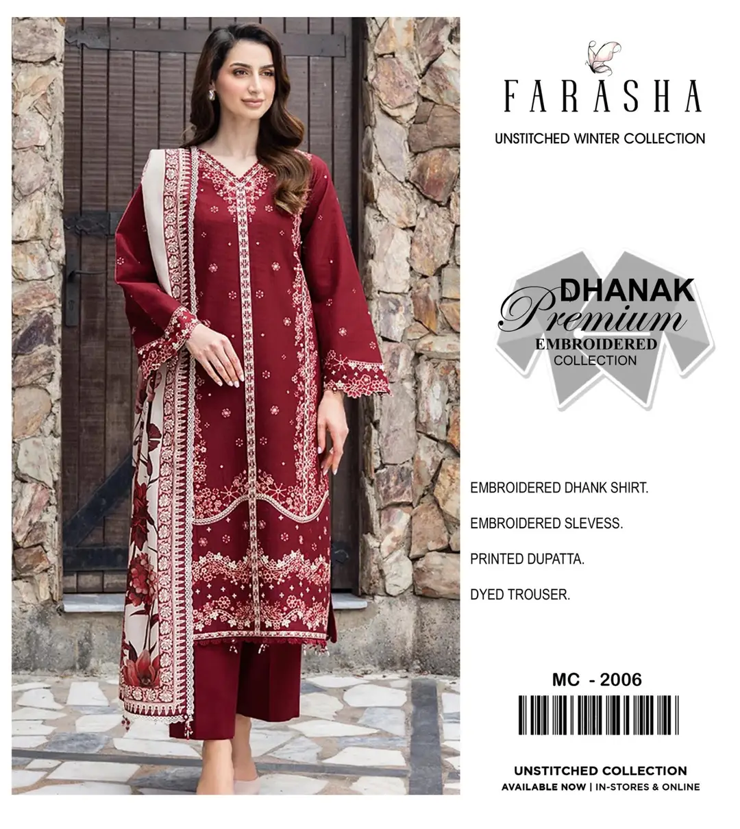 3 Pcs Women's Unstitched Embroidered Suit