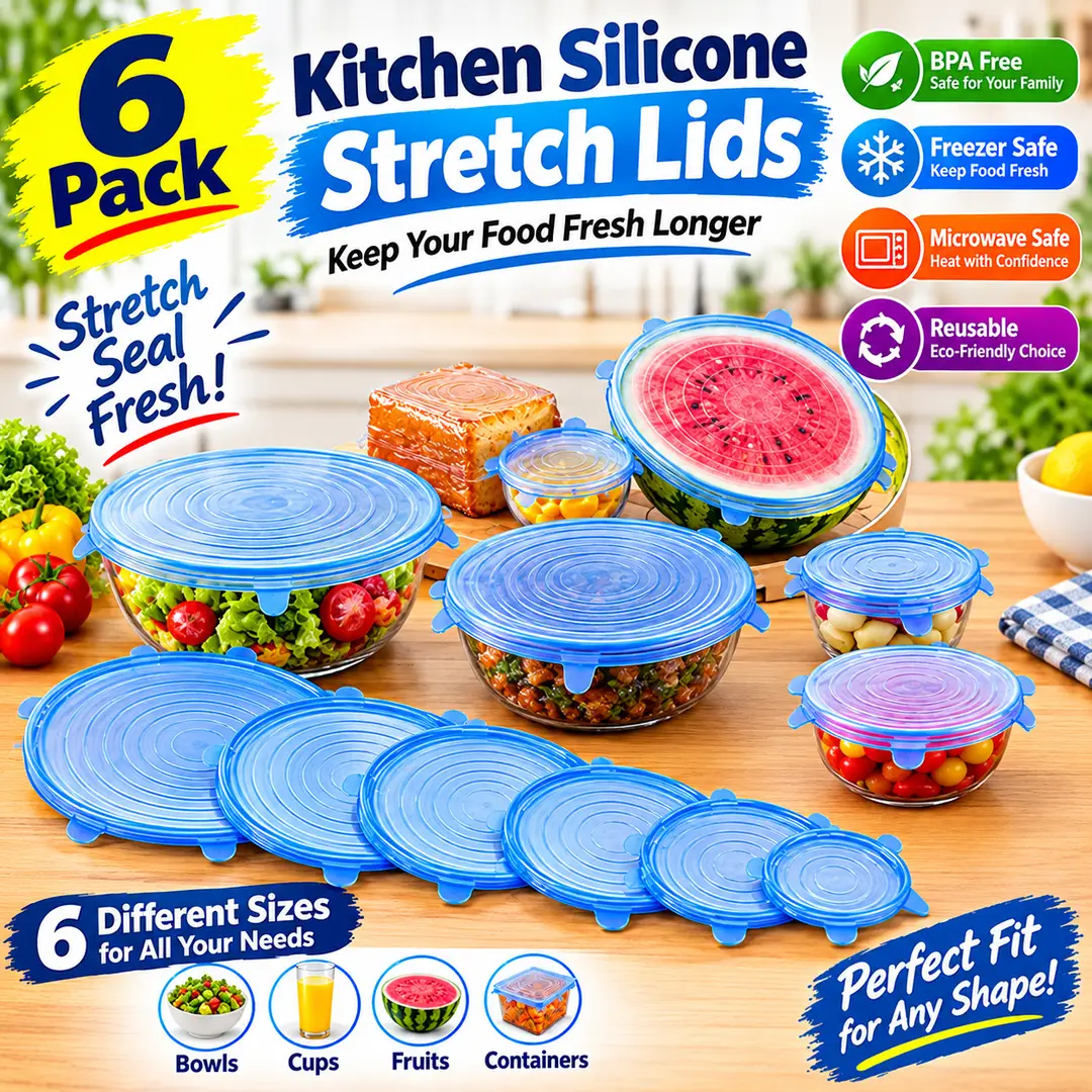 6 Pcs Kitchen Silicone Stretch Lids price in Pakistan