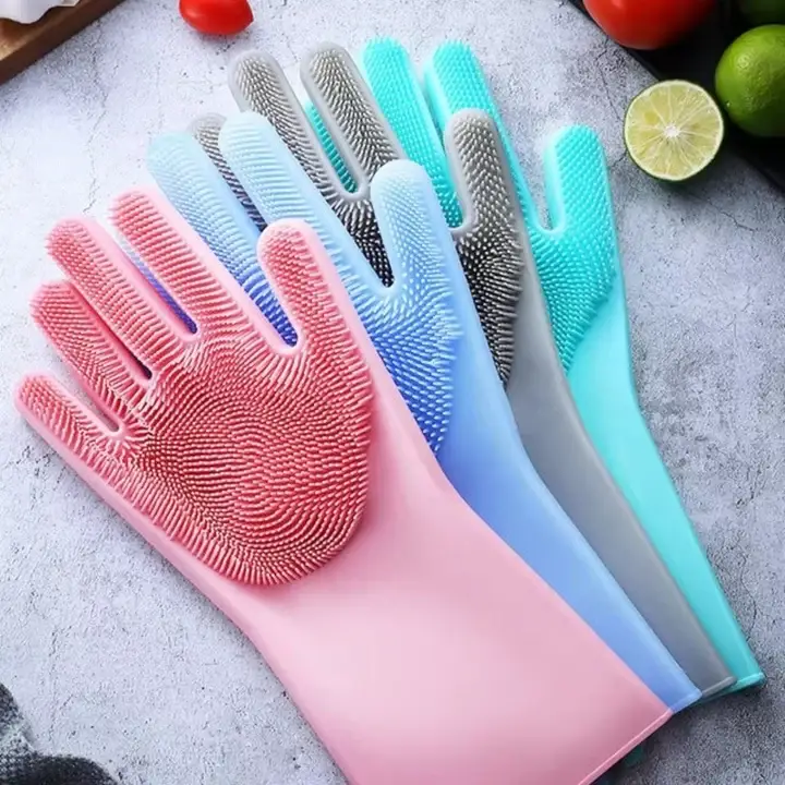 Silicone Non Slip Scrubber Dish Washing Gloves, 1 Pair price in Pakistan