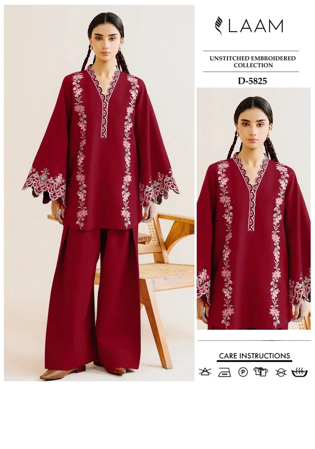 2 Pcs Women's Unstitched Embroidered Dhanak Suit – Design B price in Pakistan