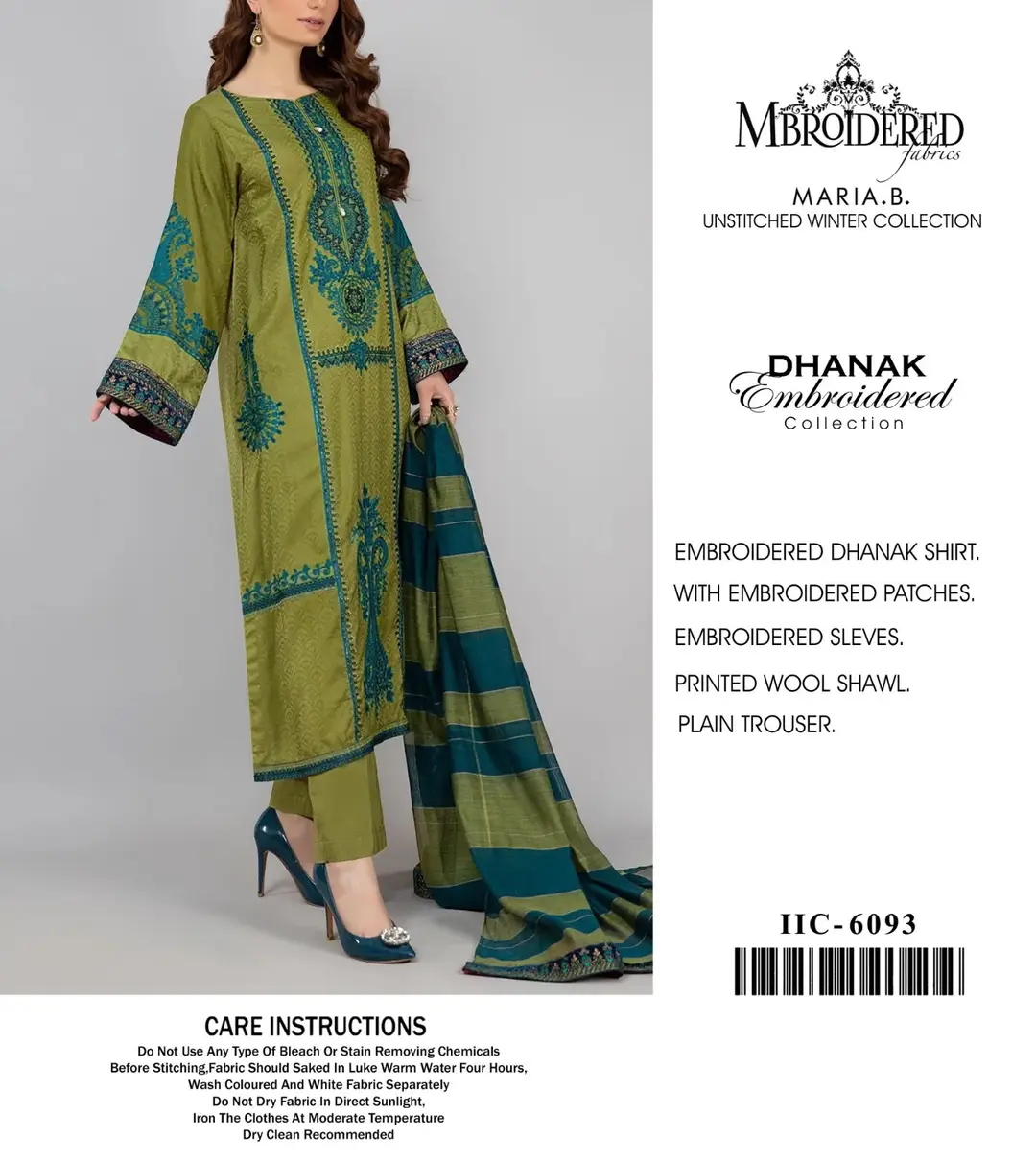 3 Pcs Women's Unstitched Embroidered Suit – Design 3