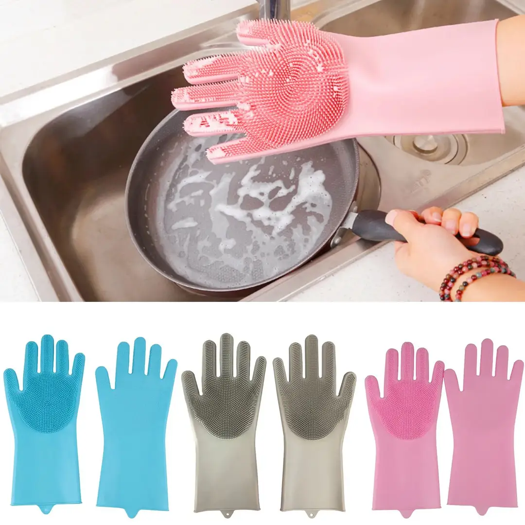 Reusable Silicone Waterproof Cleaning Gloves for Kitchen