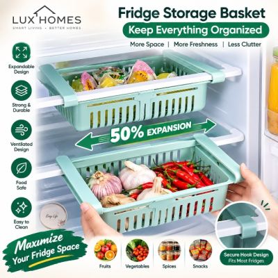 Adjustable Fridge Storage Basket Expandable Refrigerator Organizer Rack Plastic 
